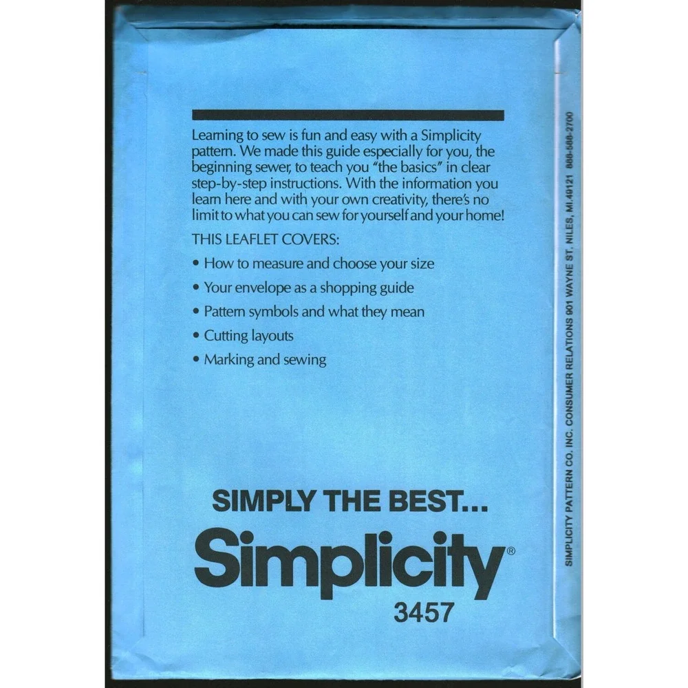 Simplicity 3457 Simply Best Guide to Sewing for Beginners Instructional Leaflet